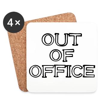 OUT OF OFFICE Schriftzug handgezeichnet - Untersetzer (4er-Set) - Weiß - Vorne