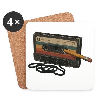 Liebhaber von 90er 80er Retro-Kassettenmusik - Untersetzer (4er-Set) - Weiß - Vorne