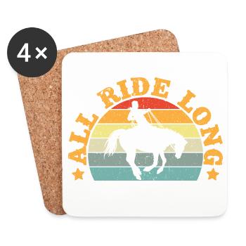 Western Rider All Ride Long Cowgirl Rodeo - Untersetzer (4er-Set) - Weiß - Vorne