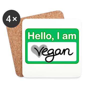 Hello, I am vegan Namensschild - Untersetzer (4er-Set) - Weiß - Vorne