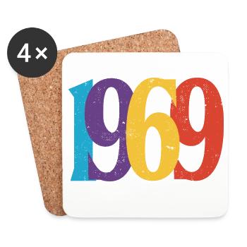 Geboren 1969 Geburtstagsgeschenk Geburtstag 69 - Untersetzer (4er-Set) - Weiß - Vorne