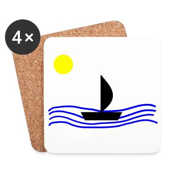Mit dem Boot auf dem Meer - Untersetzer (4er-Set) - Weiß - Vorne