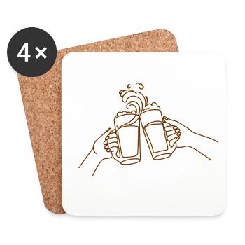 Biergläser zum Anstoßen - Untersetzer (4er-Set) - Weiß - Vorne