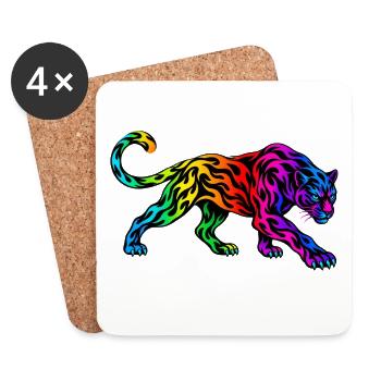 Stammes-Regenbogenpanther - Untersetzer (4er-Set) - Weiß - Vorne