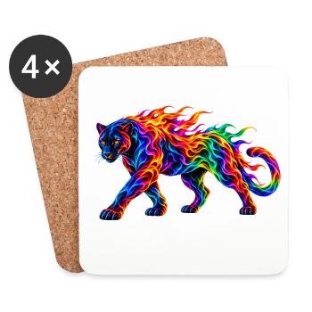 Regenbogen-Brennende Panther - Untersetzer (4er-Set) - Weiß - Vorne