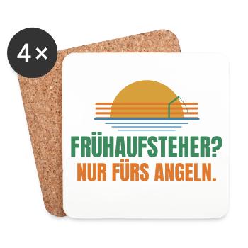 Frühaufsteher? Nur fürs Angeln. – Angler - Untersetzer (4er-Set) - Weiß - Vorne