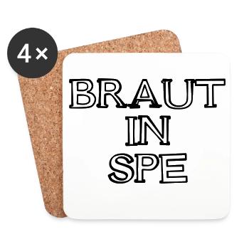 Braut in spe Schriftzug handgezeichnet - Untersetzer (4er-Set) - Weiß - Vorne