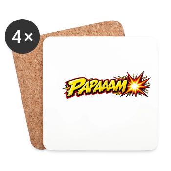 Papaaam – Lustiger Comic Spruch - Untersetzer (4er-Set) - Weiß - Vorne
