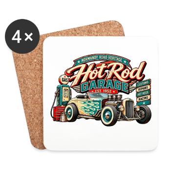 Hot Rod Garage 1952 | Normandy Road Erbe - Untersetzer (4er-Set) - Weiß - Vorne
