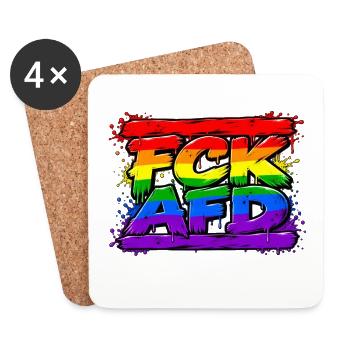 Regenbogen Graffiti AFD Widerstand - Untersetzer (4er-Set) - Weiß - Vorne