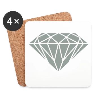 Geometrischer Diamant Linienkunst - Untersetzer (4er-Set) - Weiß - Vorne