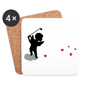 Amor with golf Club - Coasters (set of 4) - white - Front