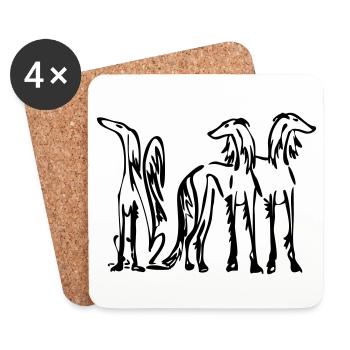 Saluki Trio - Coasters (set of 4) - white - Front