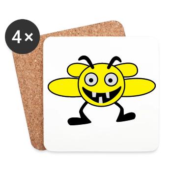 abeilles mâles - Dessous de verre (lot de 4) - blanc - Devant