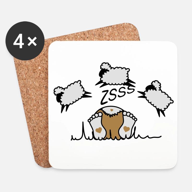 Schäfchen zählen - Untersetzer (4er-Set) - Weiß