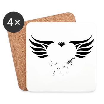 Heart with Wings - Coasters (set of 4) - white - Front