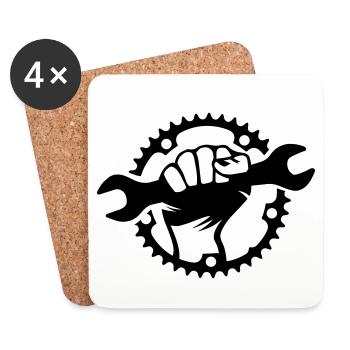 chaîne vélo noël vélo vélo clé - Dessous de verre (lot de 4) - blanc - Devant