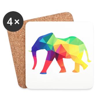 Colourful elephant - Coasters (set of 4) - white - Front
