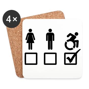L’utilisateur d’un fauteuil roulant convient # - Dessous de verre (lot de 4) - blanc - Devant