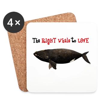 La baleine noire de l'amour - la baleine noire - baleine - Dessous de verre (lot de 4) - blanc - Devant