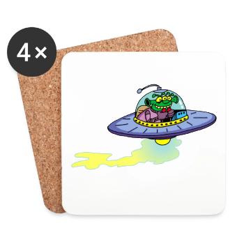Alien alien spacecraft - Coasters (set of 4) - white - Front