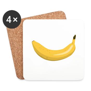 Banane sourire - Dessous de verre (lot de 4) - blanc - Devant