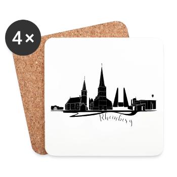 Minimalist City Skyline Silhouette Rheinberg - Coasters (set of 4) - white - Front