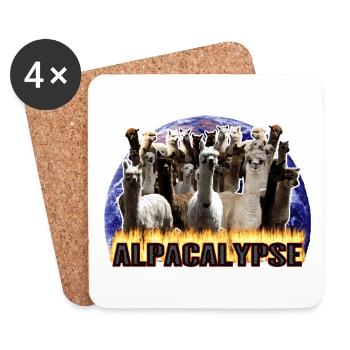 Alpaka Alpaca Alpacalypse Geschenkidee - Untersetzer (4er-Set) - Weiß - Vorne