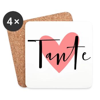 Cadeau d'amour tante coeur marraine - Dessous de verre (lot de 4) - blanc - Devant