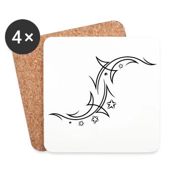 Tribal avec des étoiles - Dessous de verre (lot de 4) - blanc - Devant