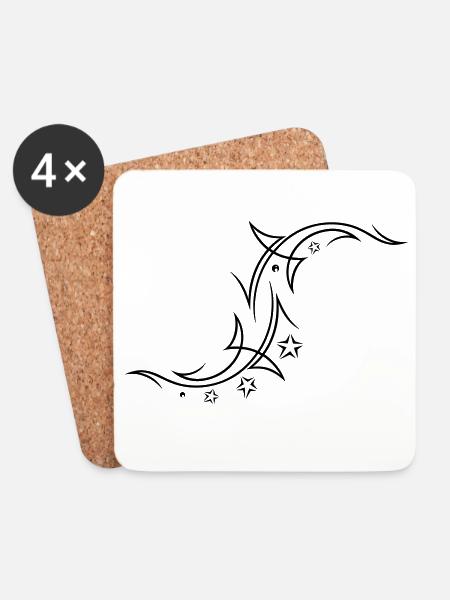 Tribal with stars - Coasters (set of 4) - white
