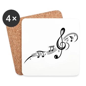 Clef with music notes, modern Tribal Tattoo Style. - Coasters (set of 4) - white - Front