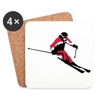 skiing - Coasters (set of 4) - white - Front