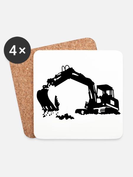 Bagger - Untersetzer (4er-Set) - Weiß