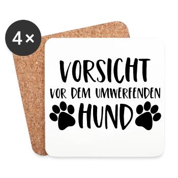 Vorsicht vor dem umwerfenden Hund - Untersetzer (4er-Set) - Weiß - Vorne