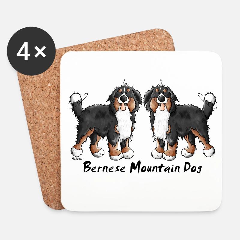 Berner Sennenhund Duo - Hund - Untersetzer (4er-Set) - Weiß
