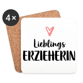 Lieblings Erzieherin Herz Geschenk Kindergarten - Untersetzer (4er-Set) - Weiß - Vorne