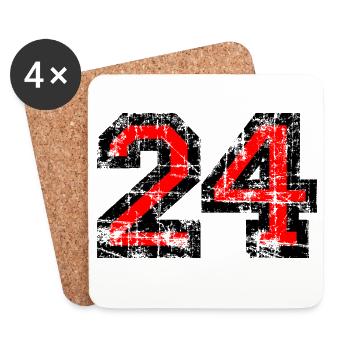 Zahl 24 (Vintage Rot) 24. Geburtstag Nr. 24 - Untersetzer (4er-Set) - Weiß - Vorne