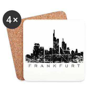 Frankfurter Skyline (Vintage/Schwarz) Frankfurt - Untersetzer (4er-Set) - Weiß - Vorne