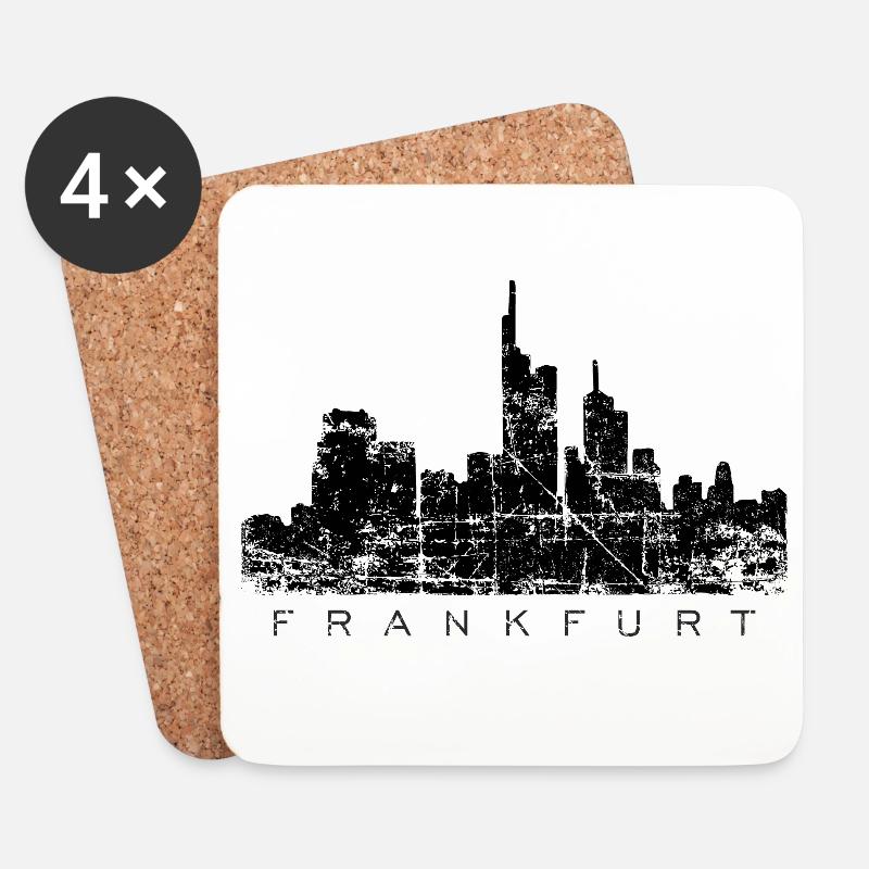 Frankfurter Skyline (Vintage/Schwarz) Frankfurt - Untersetzer (4er-Set) - Weiß