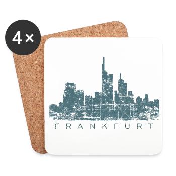 Frankfurter Skyline (Vintage/Blau) Frankfurt - Untersetzer (4er-Set) - Weiß - Vorne
