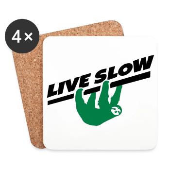 Faultier Spruch Live Slow für Entspannte - Untersetzer (4er-Set) - Weiß - Vorne