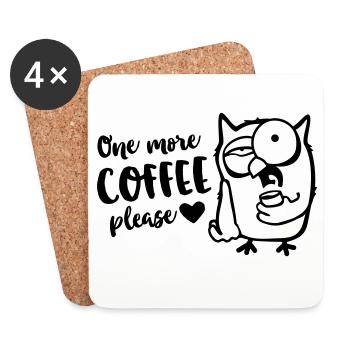 Der frühe Vogel / Eule braucht einen Kaffee - Untersetzer (4er-Set) - Weiß - Vorne