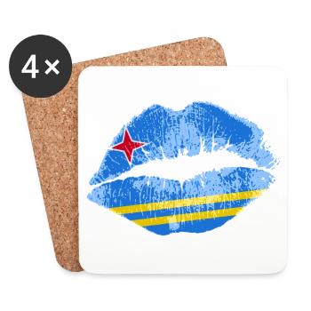 Kuss (Aruba) - Untersetzer (4er-Set) - Weiß - Vorne