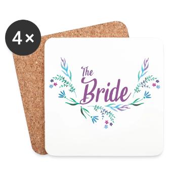 Wedding design with flower garland for bride - Coasters (set of 4) - white - Front