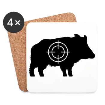 Wildschwein mit Fadenkreuz - Untersetzer (4er-Set) - Weiß - Vorne