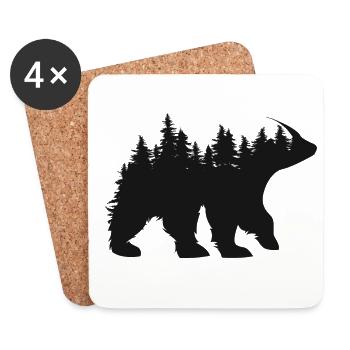 Ours, Forêt, Illustration, Arbres, Ours, Nature, Symbole - Dessous de verre (lot de 4) - blanc - Devant