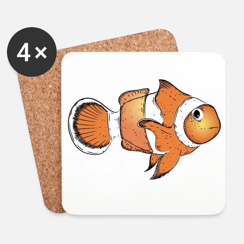gezeichneter Clownfisch in leuchtend orange - Untersetzer (4er-Set) - Weiß