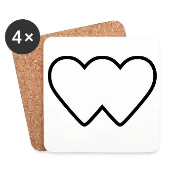 Heart Double Connectedness Icon Contour - Coasters (set of 4) - white - Front