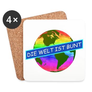 die welt ist bunt komtinente auf regenbogenfarben - Untersetzer (4er-Set) - Weiß - Vorne